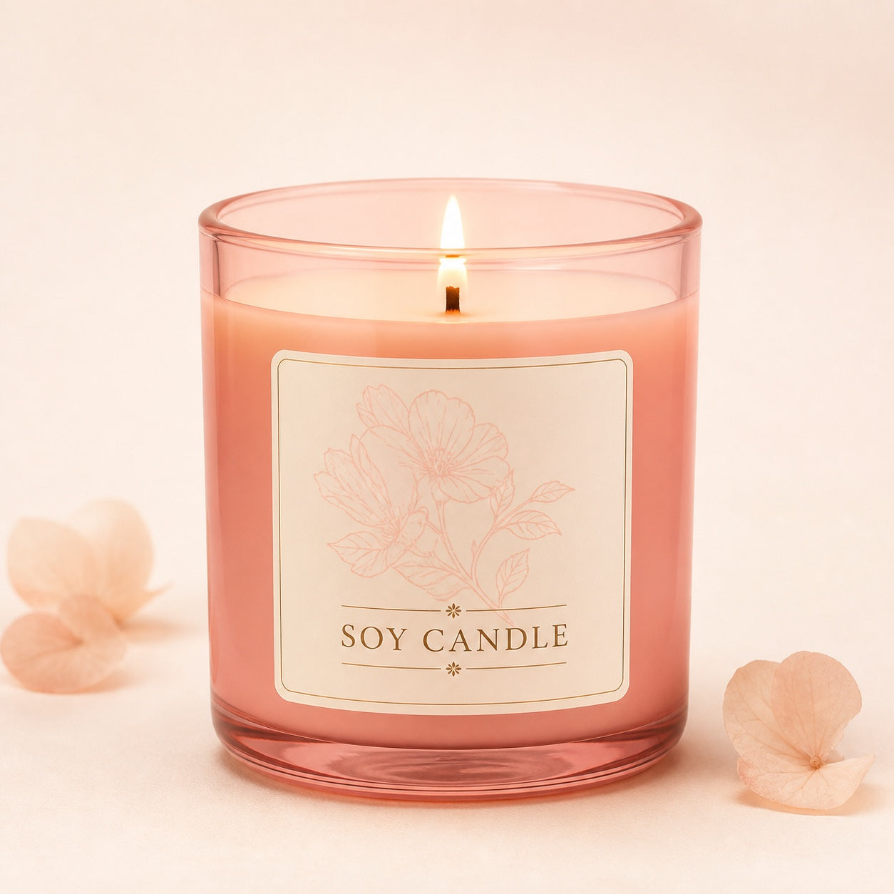 Hand-poured soy candle with a wooden wick