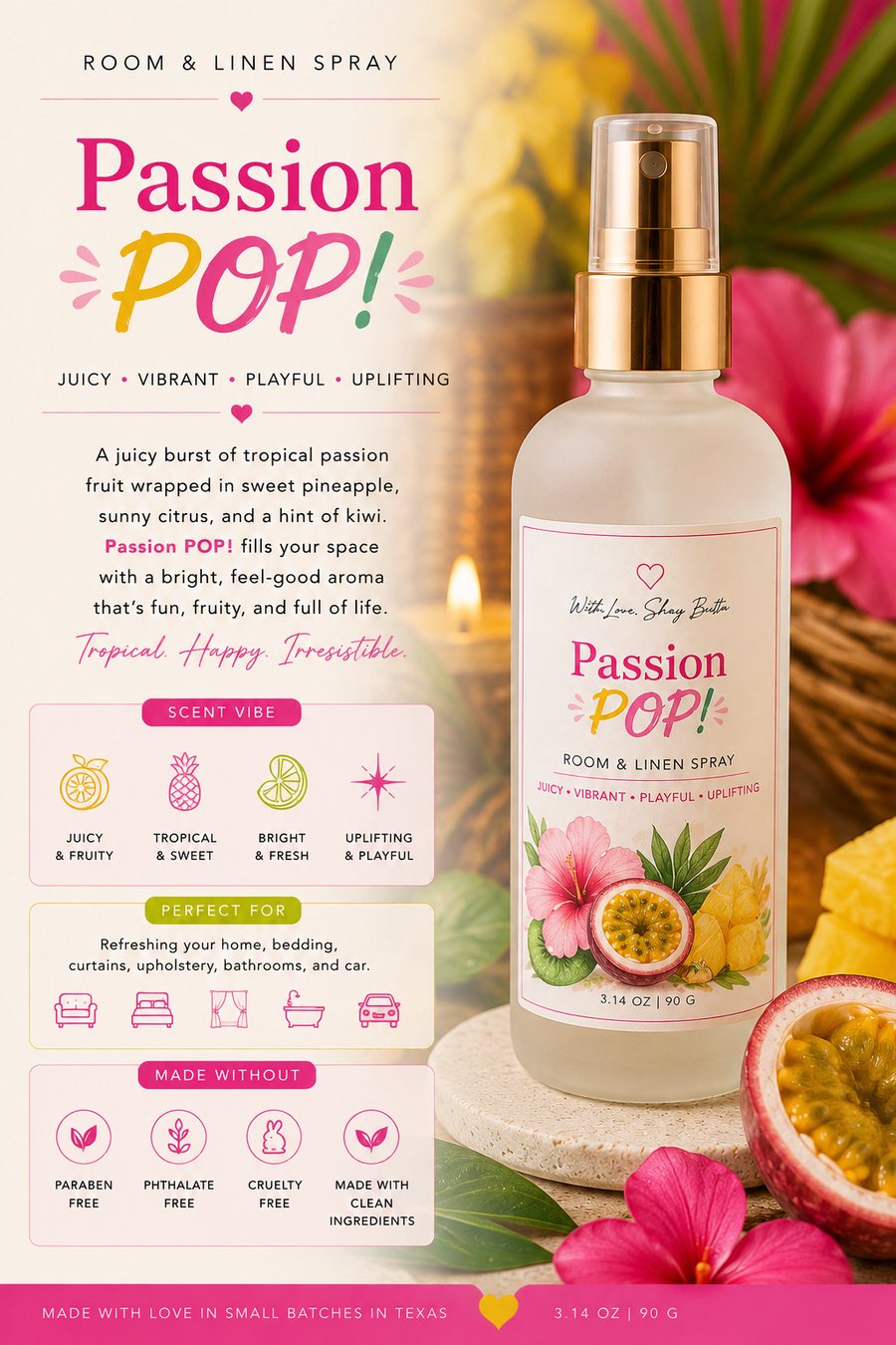 Passion POP! Room & Linen Spray